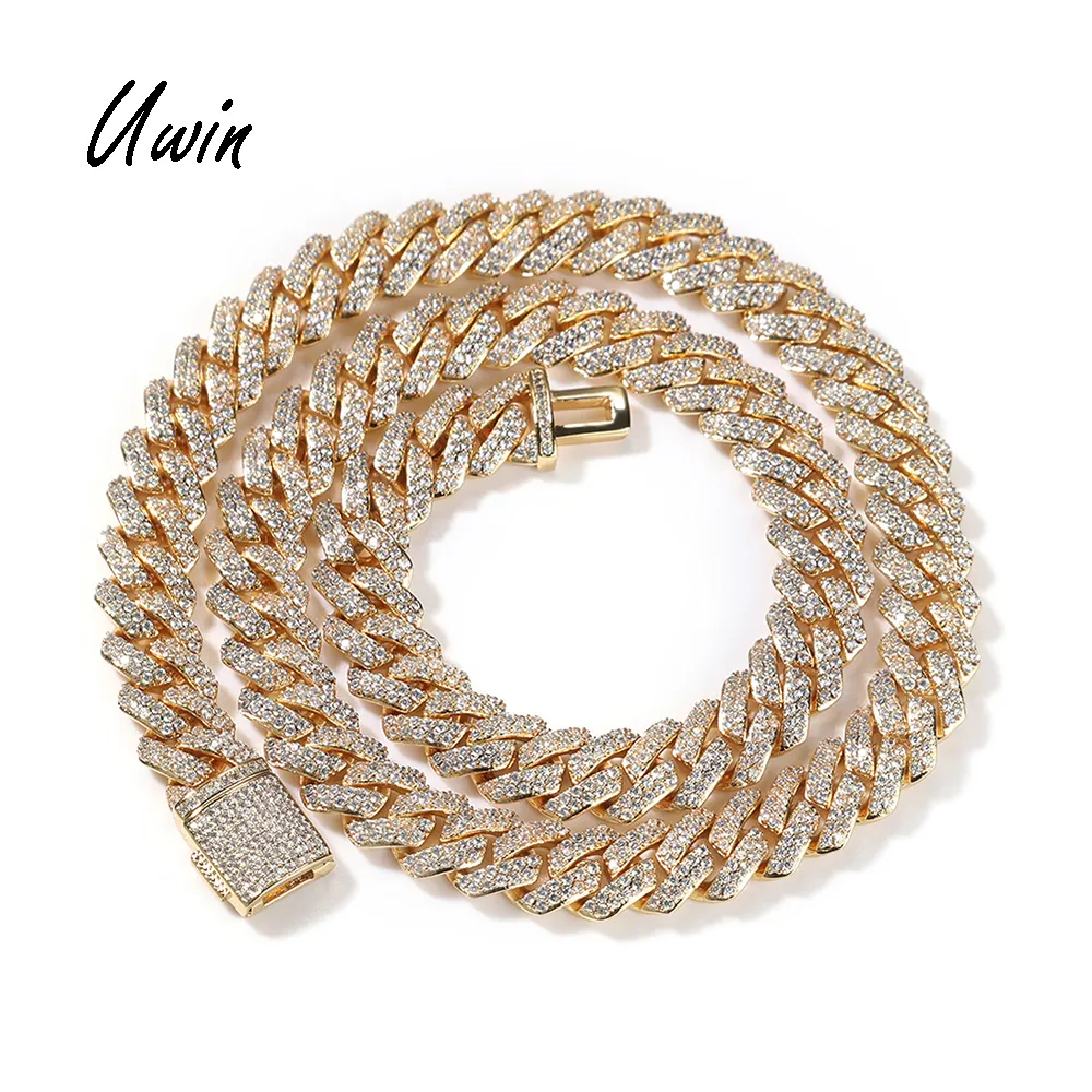 UWIN Hiphop ghiacciato 10mm CZ collana a maglia cubana bracciale collana di alta qualità Miami girocollo donna uomo