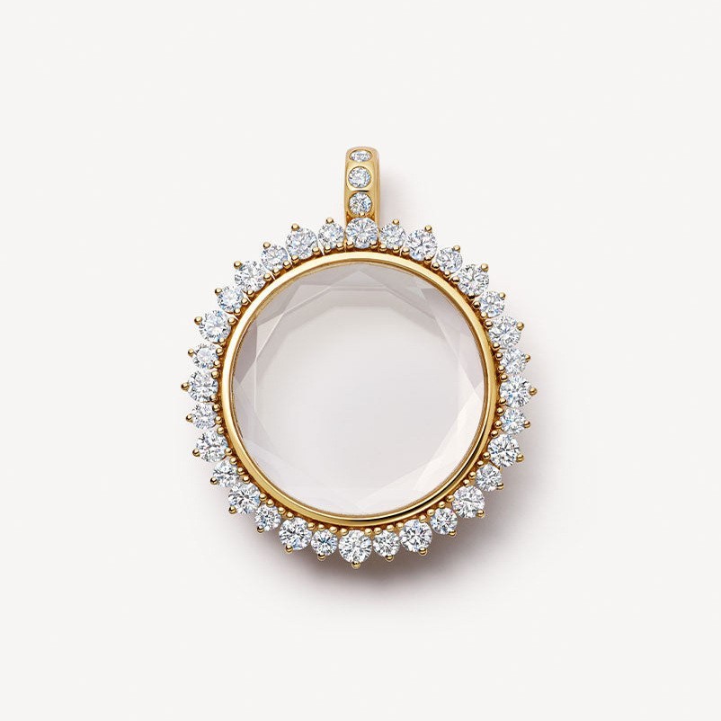 Gold-Transparent photo box necklace model A (O-shaped chain)