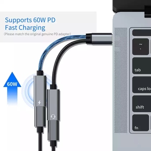 <strong>2</strong> to 1Customizable Type c to <strong>Usb</strong> c Digital Audio Adapter PD60w Charging - Product Image 4