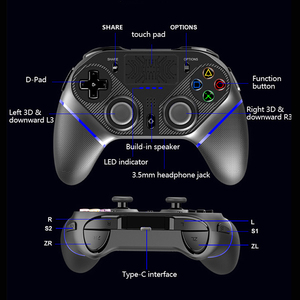 Con función de programación de vibración para adaptador de controlador de juego PS4 para Android PS3 Gamepad inalámbrico