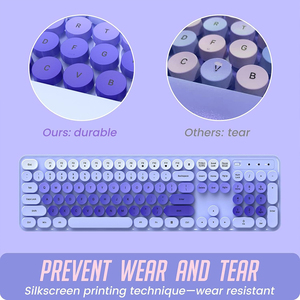 Ready to Ship Colorful Typewriter <strong>Keyboard</strong> with Retro Round Keycaps 2.4G Wireless <strong>Keyboard</strong> and Mouse Set for PC Laptop <strong>Computer</strong> - Product Image 3