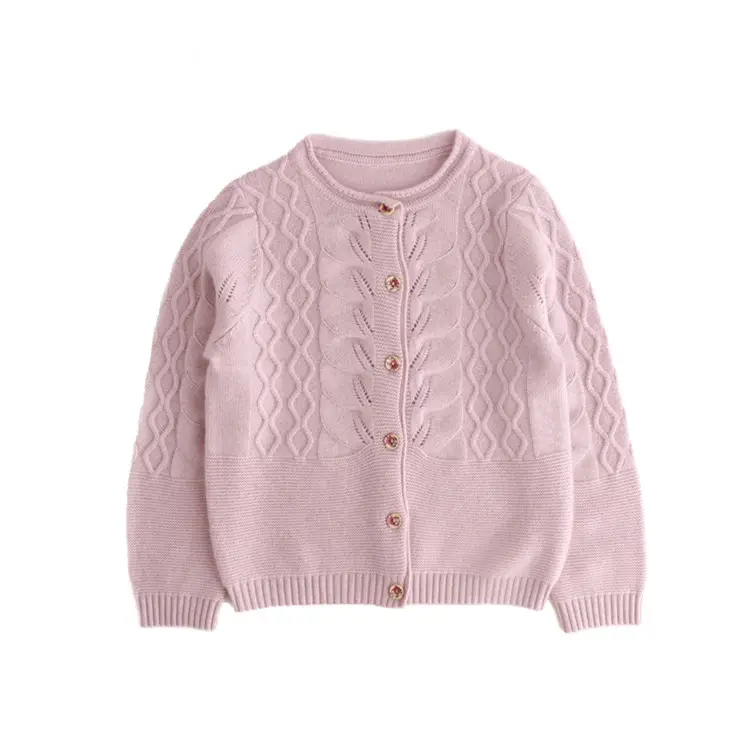 Produtos de inverno rolamento colarinho cabo malha rosa crianças cashmere cardigan lã bebê cardigan roupas blusas para crianças meninas