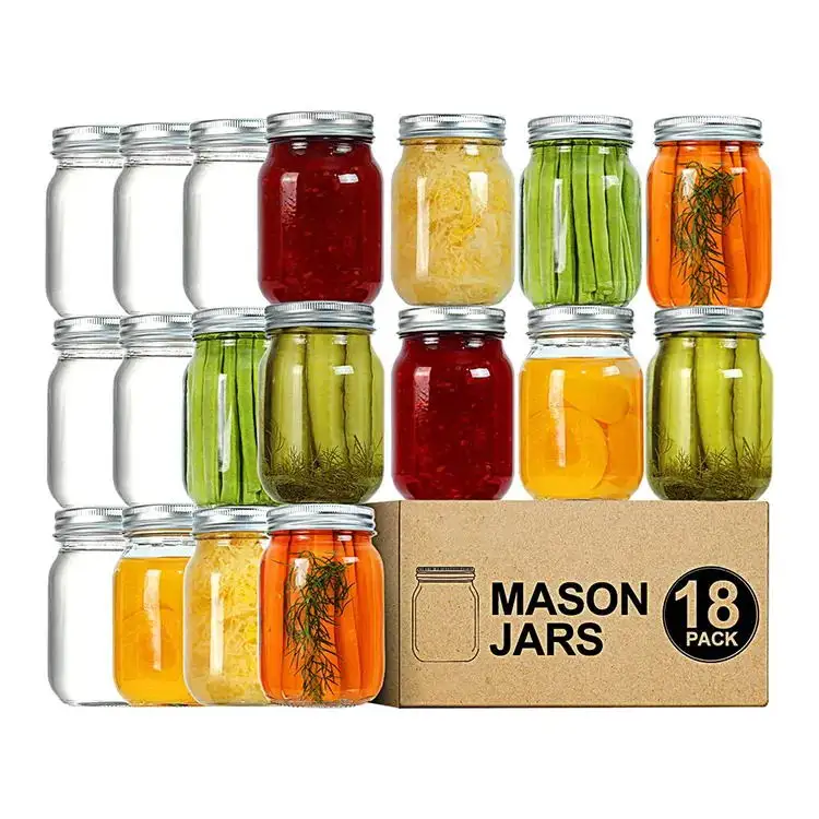 Atacado food grade personalizado boca larga 4oz 8oz 12oz 16oz 32oz vidro mason jar para armazenamento de mel de conserva