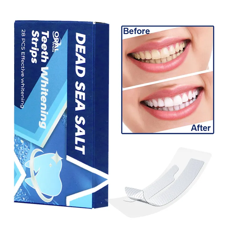 Tiras de esmalte seguras para blanquear los dientes, tiras de blanqueamiento dental de Etiqueta Privada, Pap orgánico con su logotipo, blanqueamiento de dientes