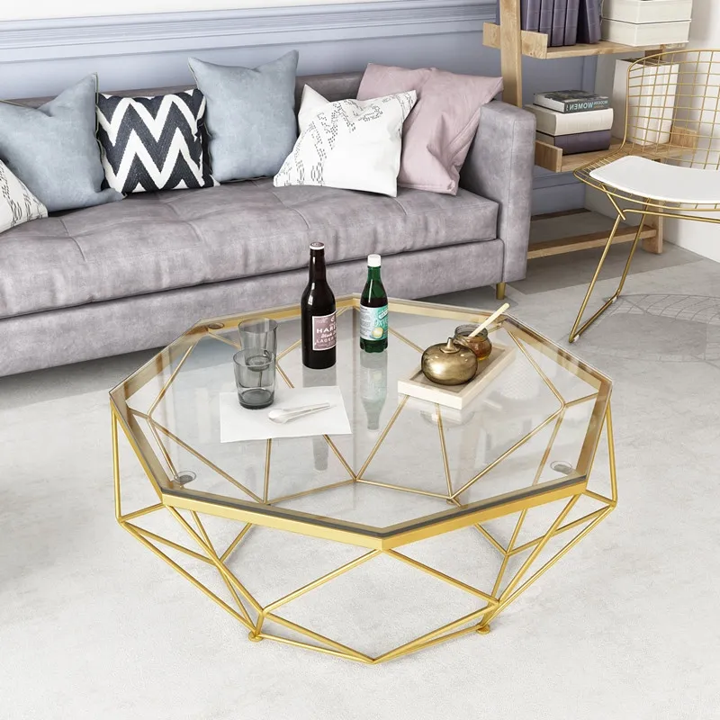 2021 nordico moderno lusso oro telaio in ferro battuto Console in vetro temperato piano tavolino