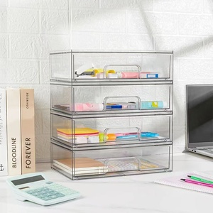 Clear Acrylic <strong>Stackable</strong> Storage System Modular Desktop Organizer Bins Drawers for Cosmetics/Files, Custom <strong>Display</strong> Cabinet - Product Image 4