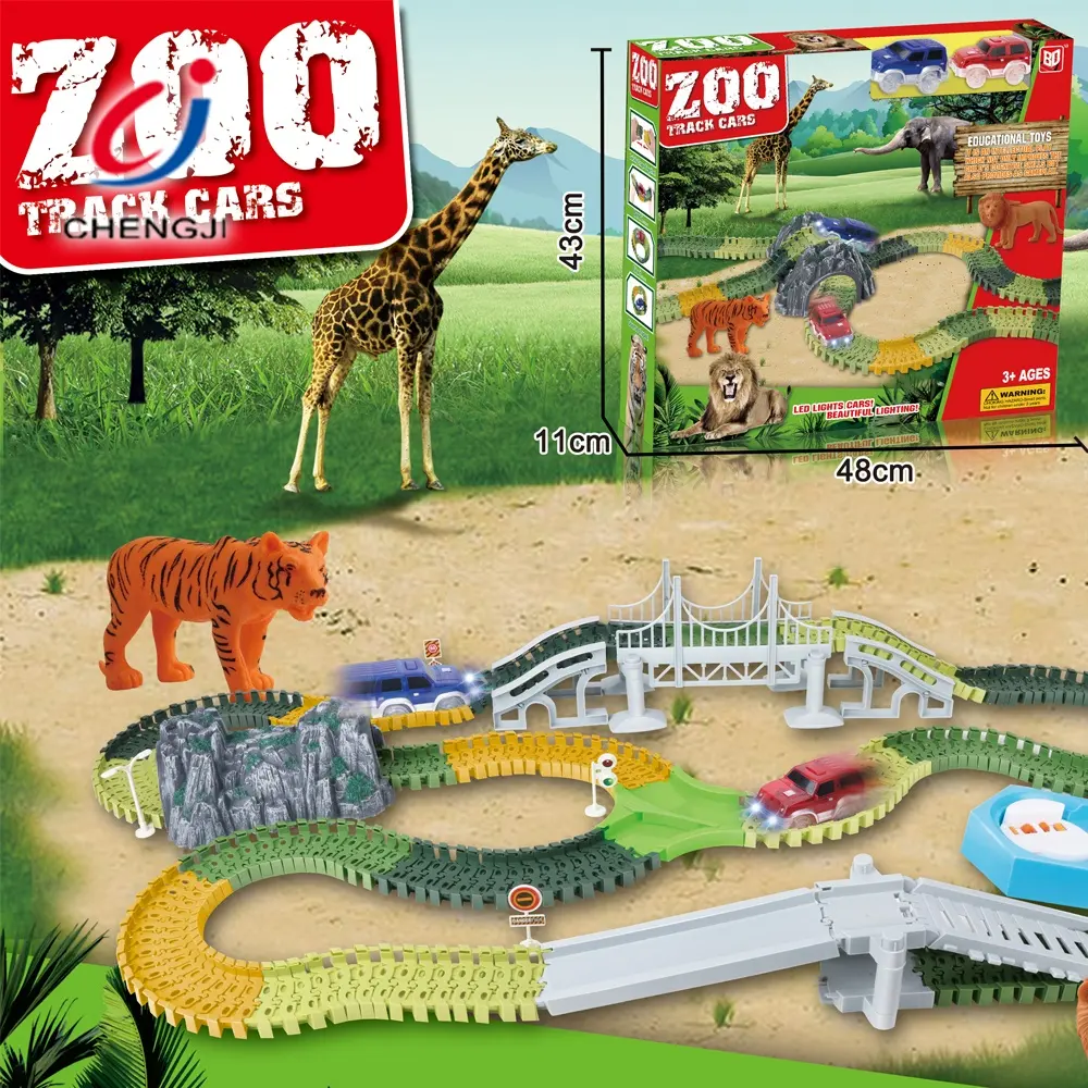 Nuova serie animale interessante fai da te da corsa di velocità pista di plastica zoo slot cars toys