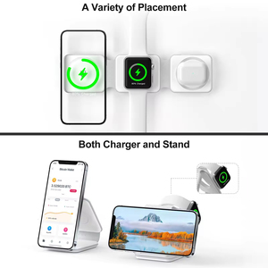 3 in 1 1折りたたみ式ワイヤレス充電器磁気高速ワイヤレス充電パッドIphone 14/max/13 Apple Watch Airpods Proに対応 - Product Image 3