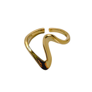 Korean Retro Personality Irregular Opening Ring Female Contracted Ring 925 Silver <strong>Arc</strong> Jump Net Red Index Finger Ring