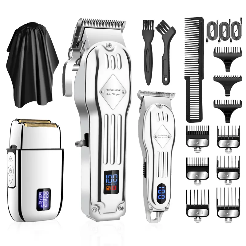 Lanumi 973 Pro Kit de recortadora de pelo eléctrica recargable Kit de corte de pelo Barbero Cortadora de pelo inalámbrica Juego completo de cuchillas para hombres USB