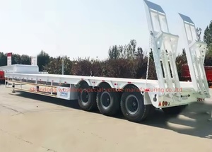 3/4 akslar mekanik süspansiyon yükleme rampası 40ft düşük yatak düz yatak yükleme güverte ağır makine taşıma için yarı römork - Product Image 2