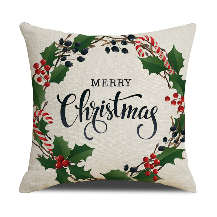 Factory Direct Sale Nordic Home Pillow Custom Snowflake Elk Christmas Tree Digital Printing Cushion Cover