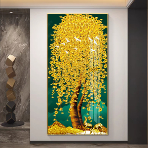 UNIART抽象金叶摇钱树版画画布海报现代风景油画壁画家居装饰 - Product Image 2