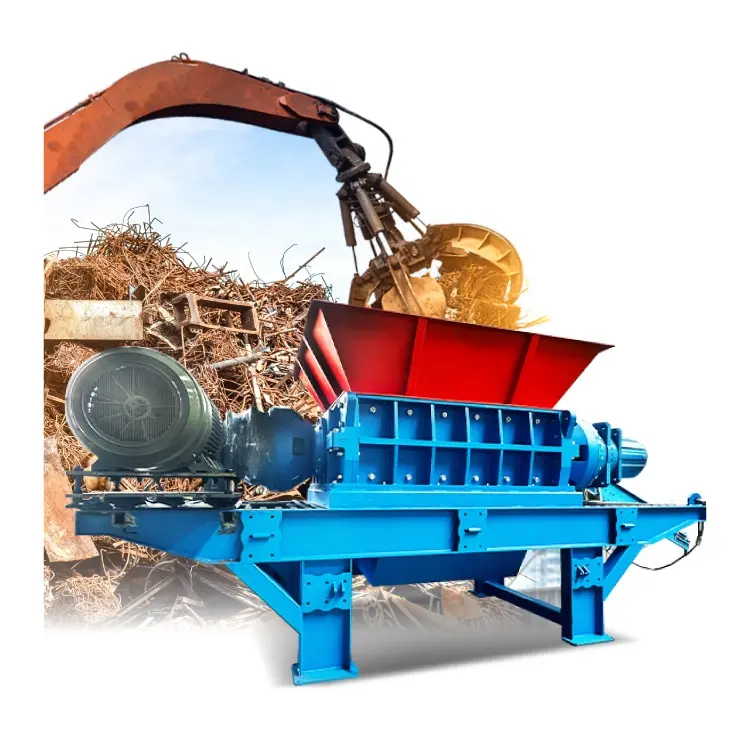 Double shaft used copper wire scrap iron drum recycling scrap metal shredders crushing machine for sale