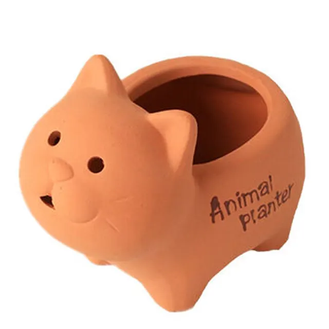 Terracotta hayvan komik Kedi Pot saksı için