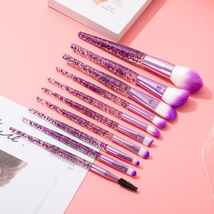 10ชิ้นชุดแปรงแต่งหน้ามีสไตล์มีที่จับแวววาวแปรงแต่งหน้ามืออาชีพแป้งผสมรองพื้นอายแชโดว์บลัชออน - Product Image 4