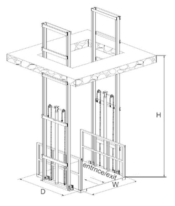 XYZLIFT-Elevadores hidráulicos de mercancías de dos postes estándar, con tamaño de plataforma de 1,5 m por 1,5 M, capacidad de carga de 1500kg con cubierta de malla - Product Image 5