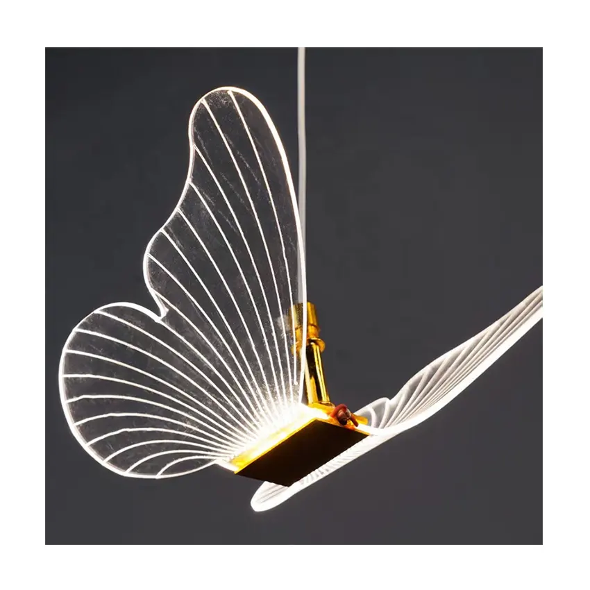 Yeni stil lüks kolye lamba ev işık kelebek Led şeffaf asılı lamba düğün tavan asılı dekorasyon