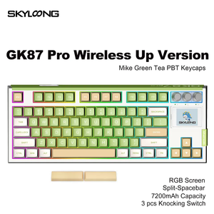 Skyloong最新GK87 Pro 3模式RGB屏幕Gateron Kailh开关粉色和蓝色主题机械键盘，带布丁键帽 - Product Image 3