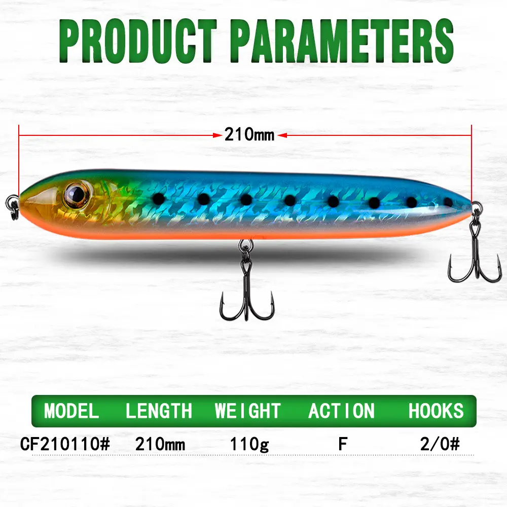 165mm/95g 210mm/110g WTD flutuante lápis isca artificial natação isca topwater sea bass pique duro corpo pesca Isca