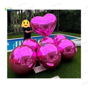 Büyük fuşya şişme ayna top kalp/küre ayna/sahne dekorasyon için yeniden büyük kabarcık balon