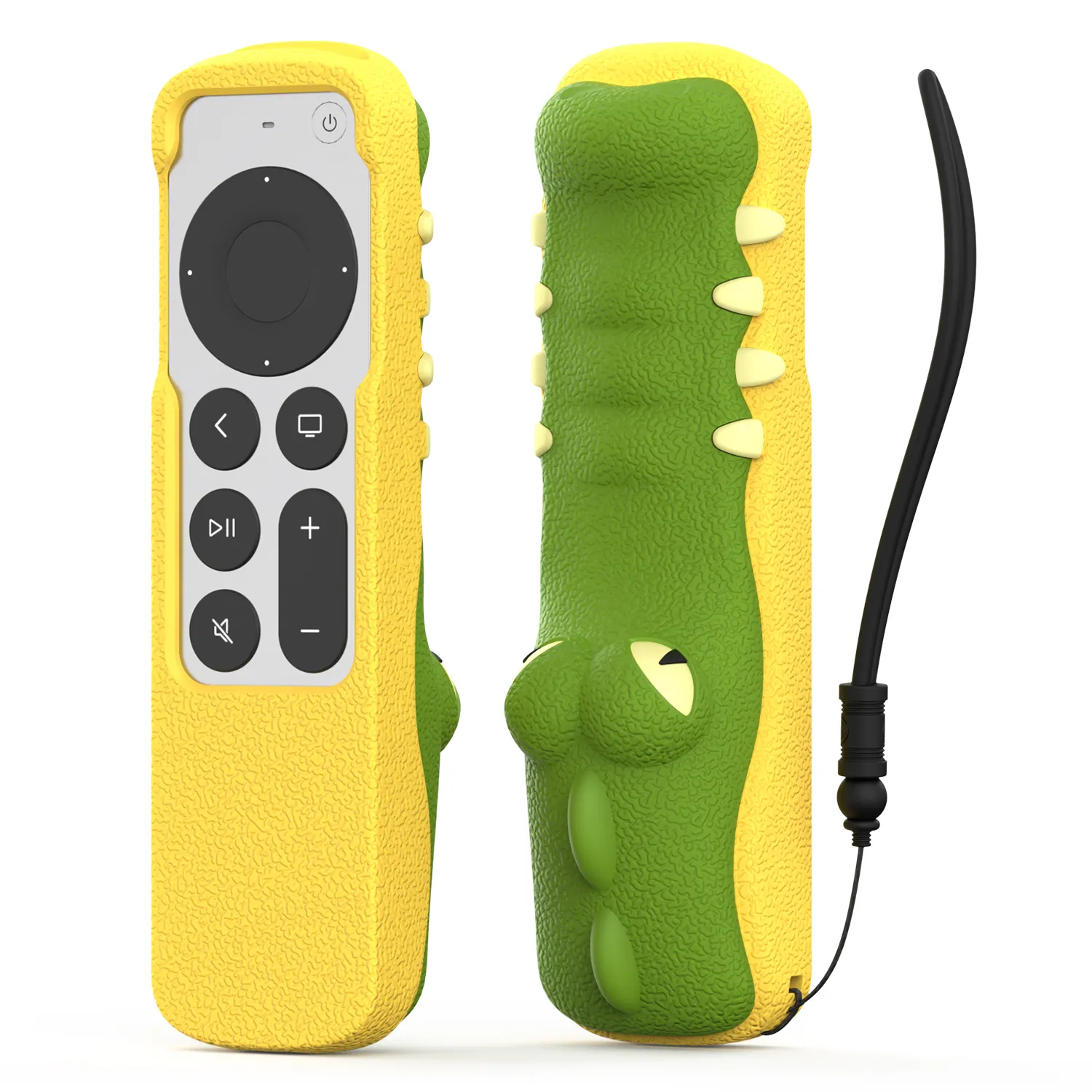 For Apple TV 4K Siri Remote Control Case 2nd/3nd Generation Cartoon Crocodile Shockproof Silicone Protective Cover with Lanyard