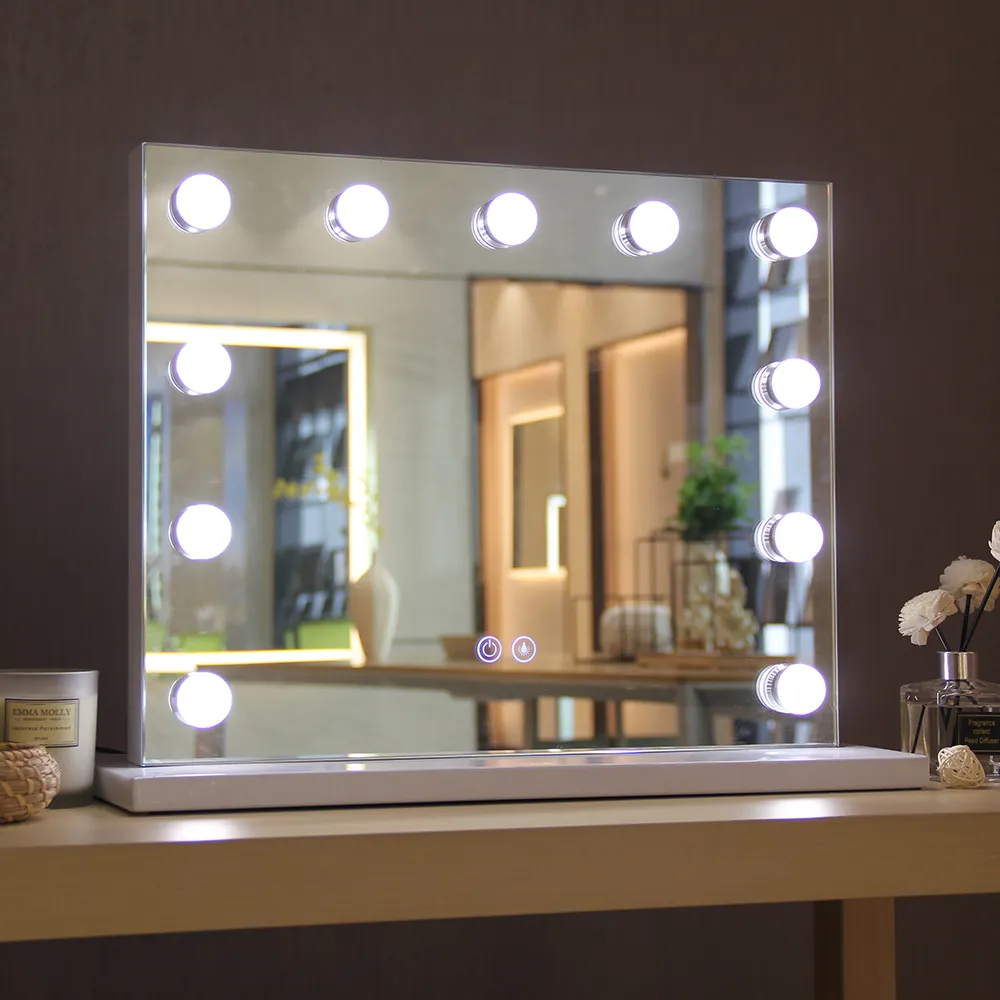 Hot Sale stand desk smart High Quality hollywood high-end metal vanity Mirror with lights led