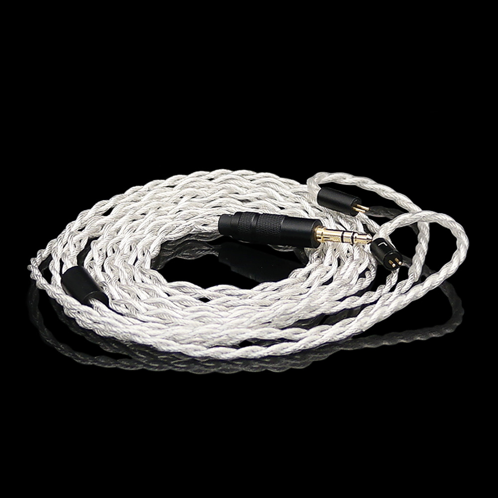 Cable para auriculares de cobre monocristalino 7N plateado en plata.