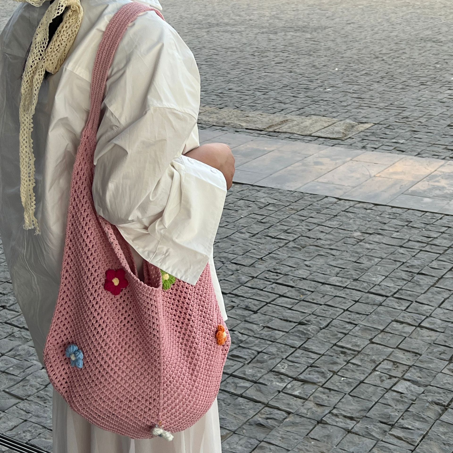 Borsa floreale rosa
