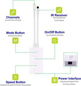 SP611E 38 tuşları RGB IC LED BT denetleyici adresli Led ışık şeritler bluetooth piksel SPI Led denetleyici - Product Image 5