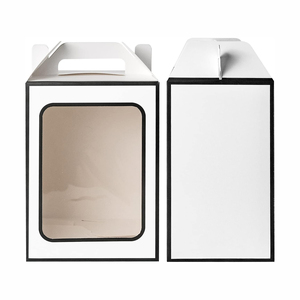 Custom 9.8 X 7 X <strong>5.1</strong>&quot; Wedding Party Tote Paper Bags Flower Bouquet Gift Toy Large Gift <strong>Boxes</strong> with Transparent Window Handles - Product Image 3