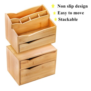 客厅化妆梳妆台全组装3抽屉竹制办公收纳器可堆叠收纳架 - Product Image 5