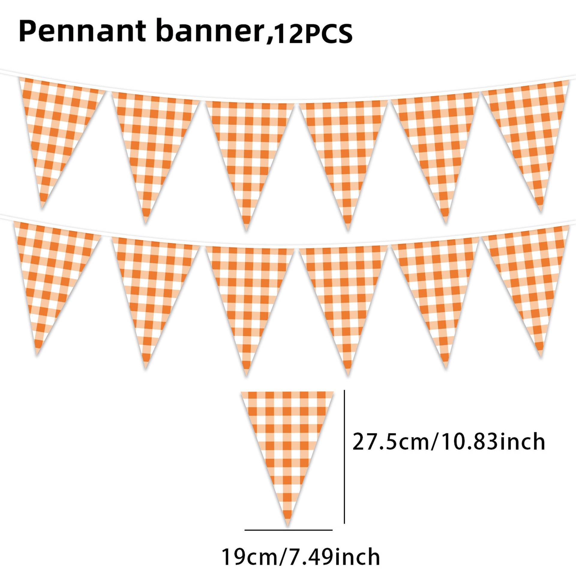 Banderines a cuadros naranja - 12 unidades