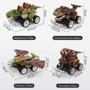 Programmazione a 2.4Ghz giocattolo educativo intelligente a vapore Dual Remote RC Kit Car per costruire 442 pezzi RC Block dinosaur Car for Kids - Product Image 5