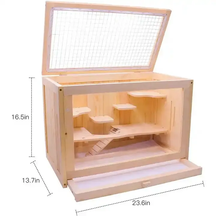 ドワーフハムスター用の小さな固体天然木ハムスターケージ小動物用の環境にやさしいペット製品ハウス