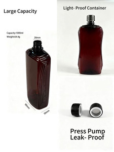 Neue 1000-ml-PET-Kunststoffflaschen für Prometh-Hustensaft, leer, Tris, lila-grünes Etikett, mit Schraubverschluss, auf Lager, für medizinische Zwecke - Product Image 3