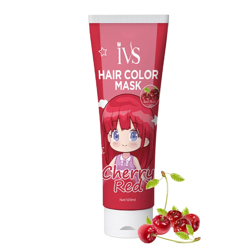 IVS temporaneo nuovo Design maschera per capelli alla cheratina rossa ciliegia maschera per capelli Color olio nutriente all'argan per capelli secchi