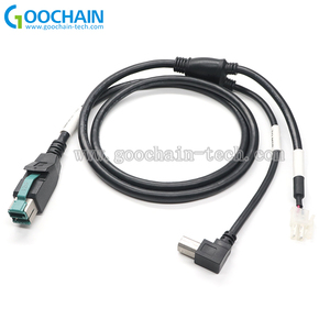 Özelleştirilmiş 2in1 12V Powered USB 90 derece USB B erkek ve POS sistemi için 2 Pin Terminal kablosu tarayıcı - Product Image 4