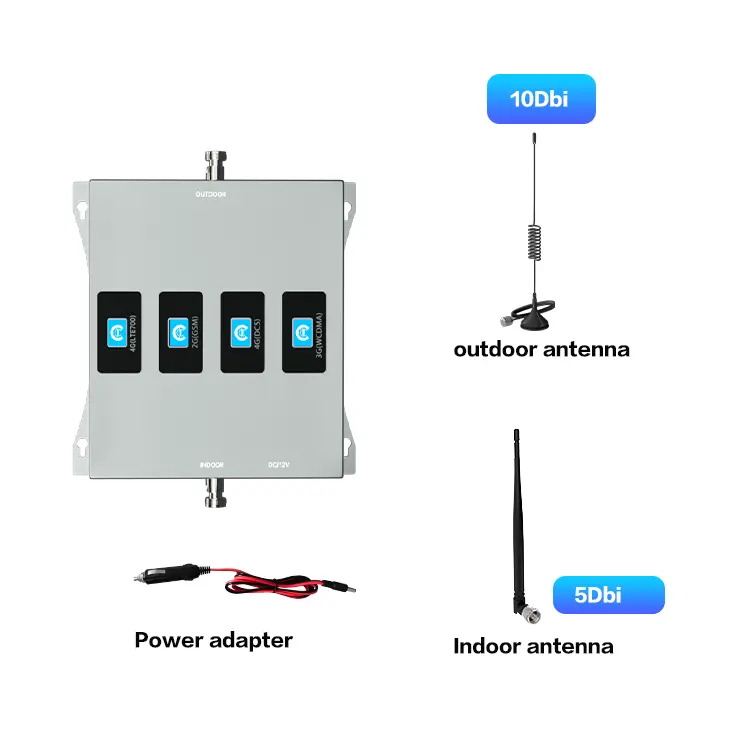Sinyal booster quad band cep telefonu sinyal amplifikatörü 2g 3g 4g lte 800 900 1800 2100mhz hücresel sinyal tekrarlayıcı
