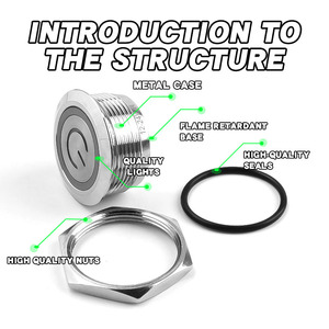 22mm ultra kurzer Metall knopf mit leichtem ultra dünnem Micro-Momentary-LED-Metall-Druckknopf schalter - Product Image 4