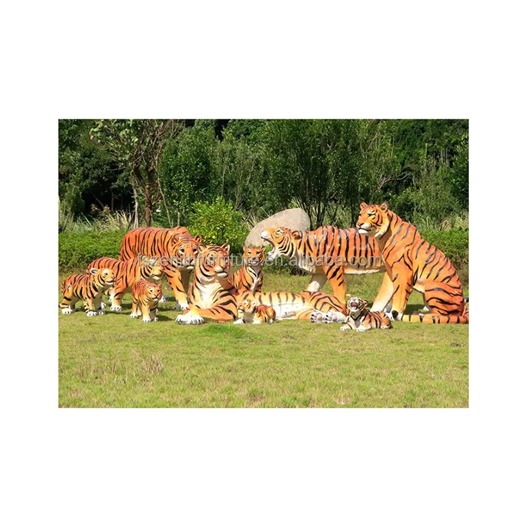 Outdoor Garden Forest Courtyard Simulation Wilde Tiere Solid Big Realistic Tiger Fiberglas Lebensgröße Anime Statuen