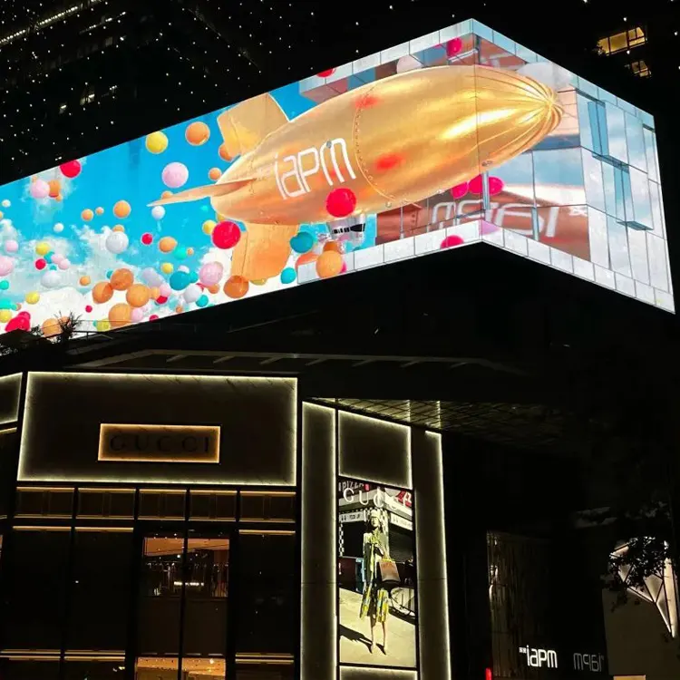 Pantalla de pared de vídeo led para publicidad 3D personalizada, pantalla led curvada para exteriores, cartelera digital comercial para edificios en 3D
