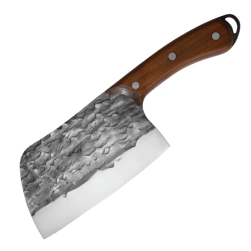 Juego de cuchillos de cocina forjados hechos a mano, deshuesado duradero, corte afilado, habilidades para picar, hogar con mango de madera de Metal