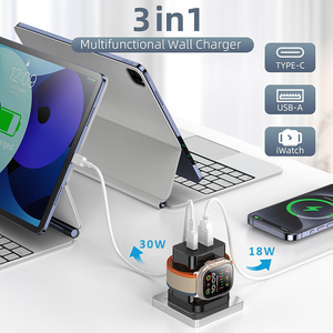 เครื่องชาร์จเร็ว30W, ที่ชาร์จ PD USB คู่บล็อก a/c พร้อมที่ชาร์จ Apple Watch แบบไร้สายสำหรับ iPhone Samsung Android - Product Image 4