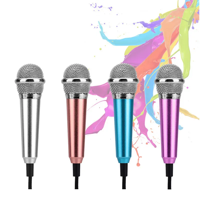 Low Price Portable 3.5mm Stereo Studio Mic phone KTV Karaoke Mini Design Microphone For Cell Phone PC Mic free shipping