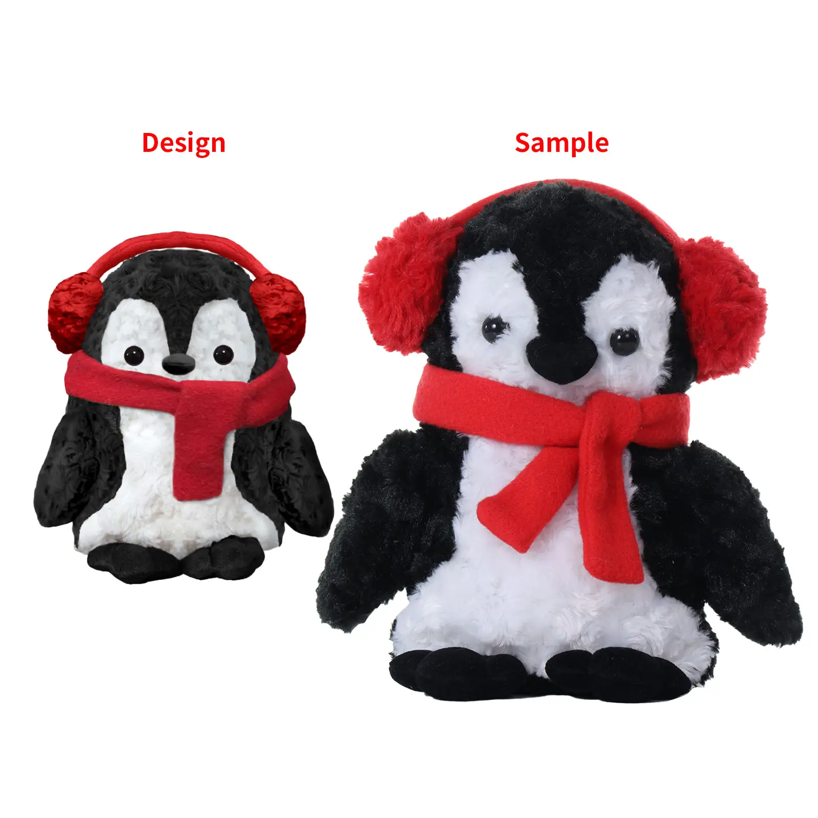 Morbido pinguino di natale peluche personalizzato peluche con sciarpa e logo peluche personalizzato pinguino morbido all'ingrosso