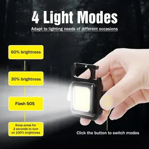 Mini Portable 3 Light Modes Bright USB <strong>LED</strong> Rechargeable Torch Work Light Small Pocket Flashlights Camping Keychain Light - Product Image 5