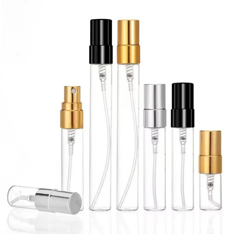 Mini embalagem de perfume vazia de 2ml, 3ml, 5ml, 10ml, amostra de perfume atomizador, frascos para embalagem de cosméticos