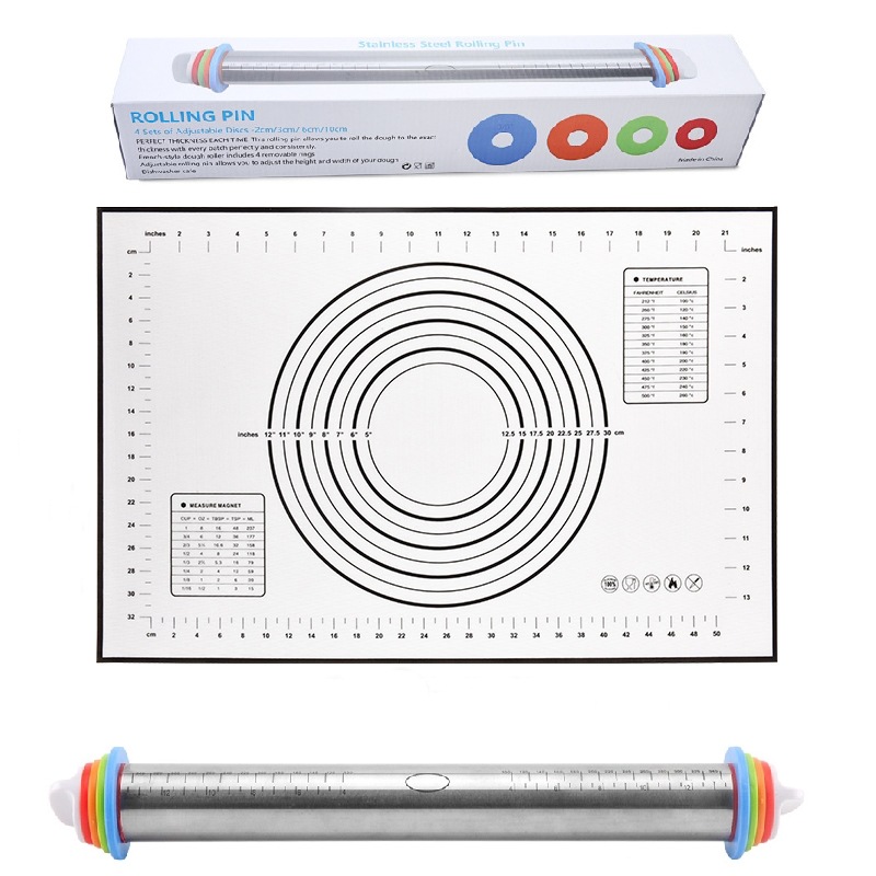 Rolling pin + black silicone mat