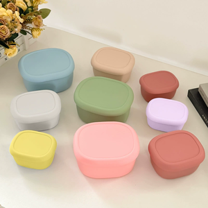 3 contenedores de silicona anidados, contenedor de caja Bento para el almuerzo con tapa, almacenamiento de alimentos para niños y adultos sin BPA - Product Image 5